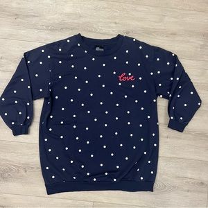 H&M Medium Blue Polka Dot Sweatshirt Lightweight